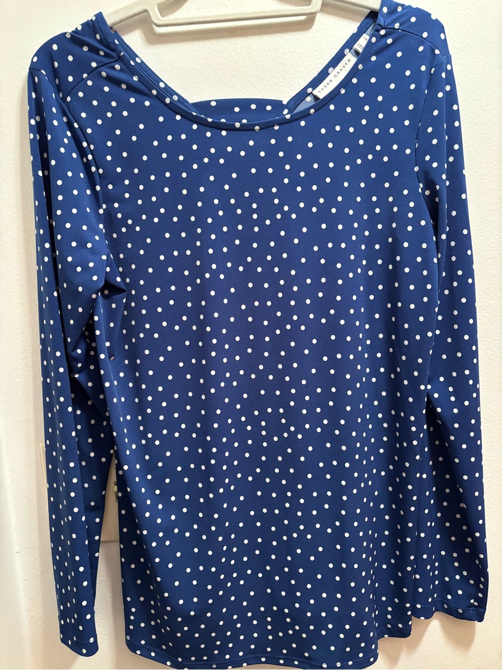 Susan Graver Blue Polka Dot Long-Sleeve Top